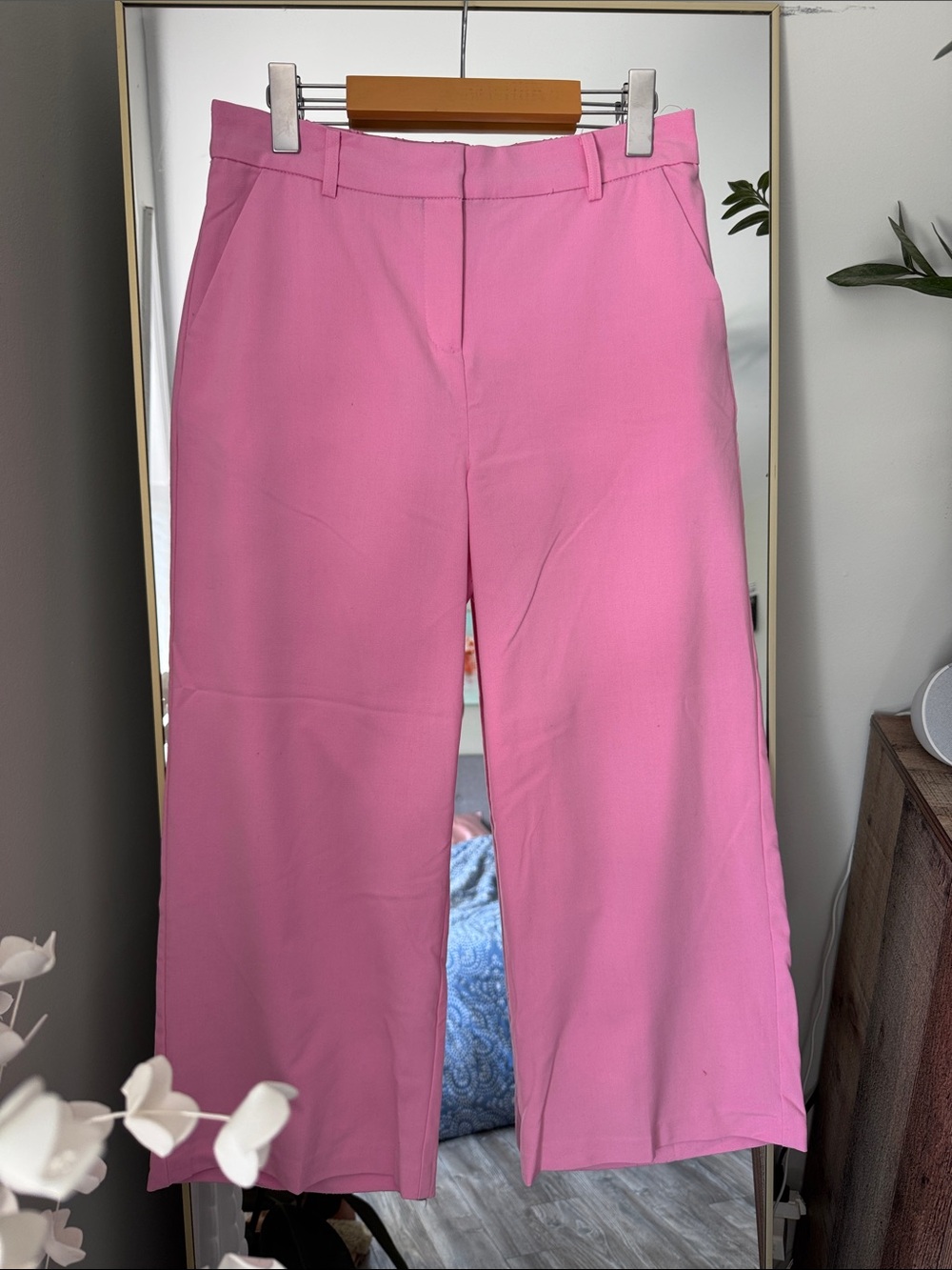 B.Young Pink Wide-Leg Crop Pants